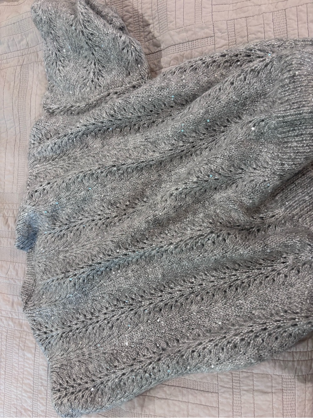 STATE Metallic Silver Cowl Neck Sweater